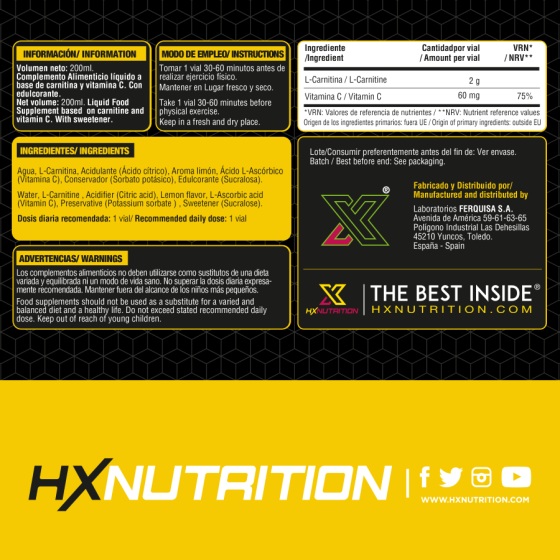 Hx Nutrition L-Carnitina Booster Limón